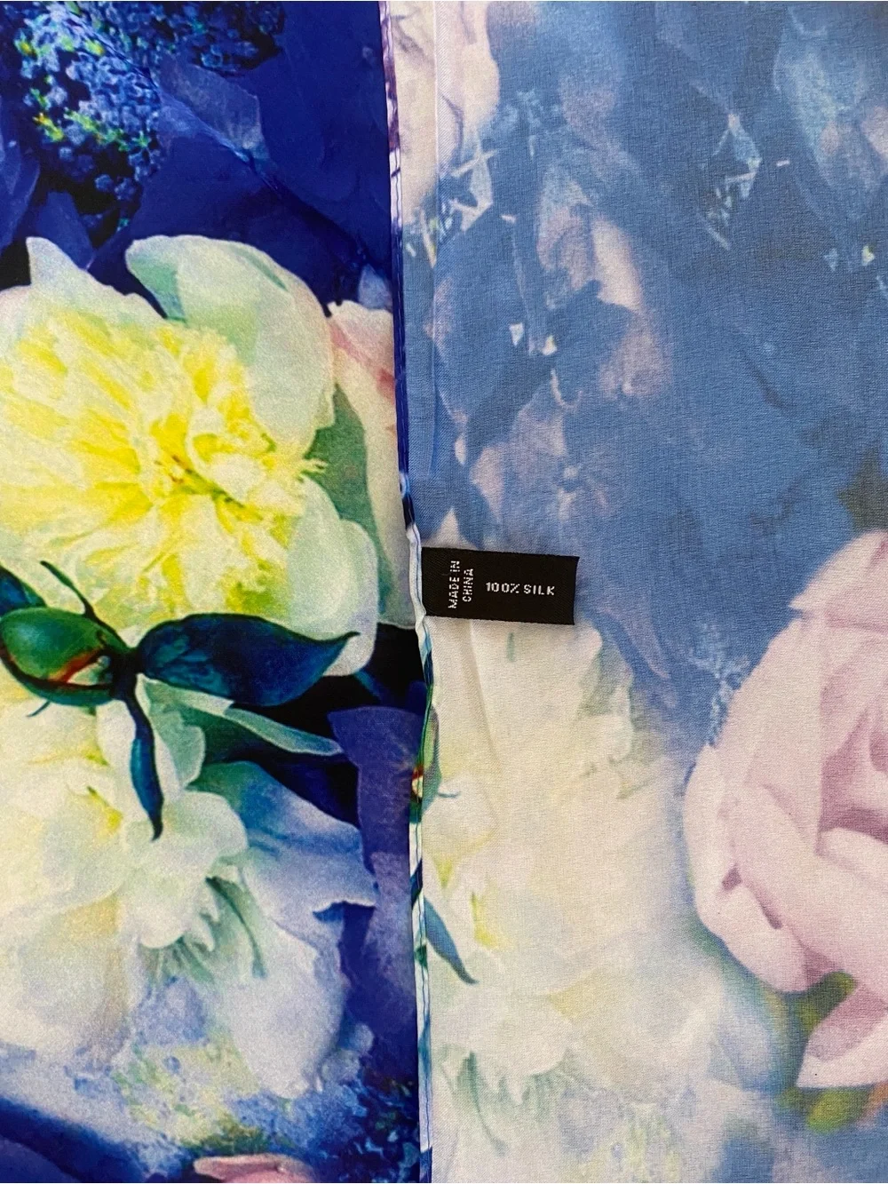 Silk Blue Floral Wrap Scarf Top